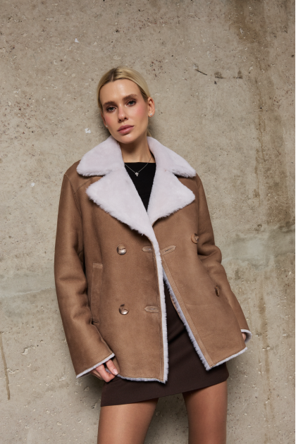 Chocolate-colored sheepskin jacket